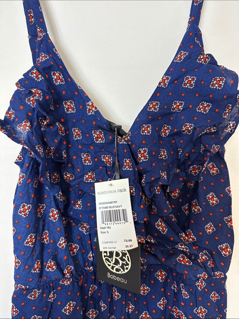 bobeau Navy Paisley Maxi Dress with Orange Accents - Picture 2 of 4